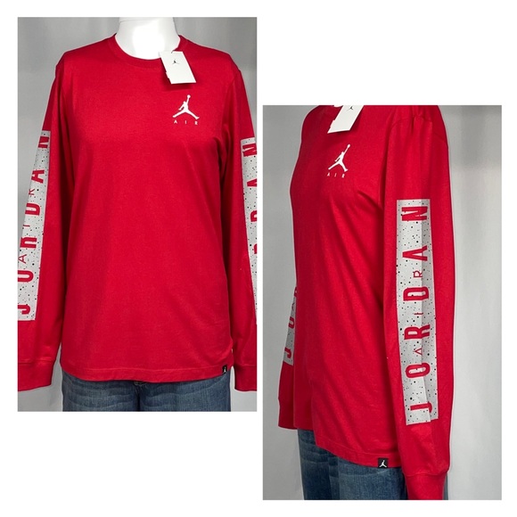 Air Jordan Longsleeved Cement Red New with Tags Small Bred Retro Shirt - Picture 1 of 9